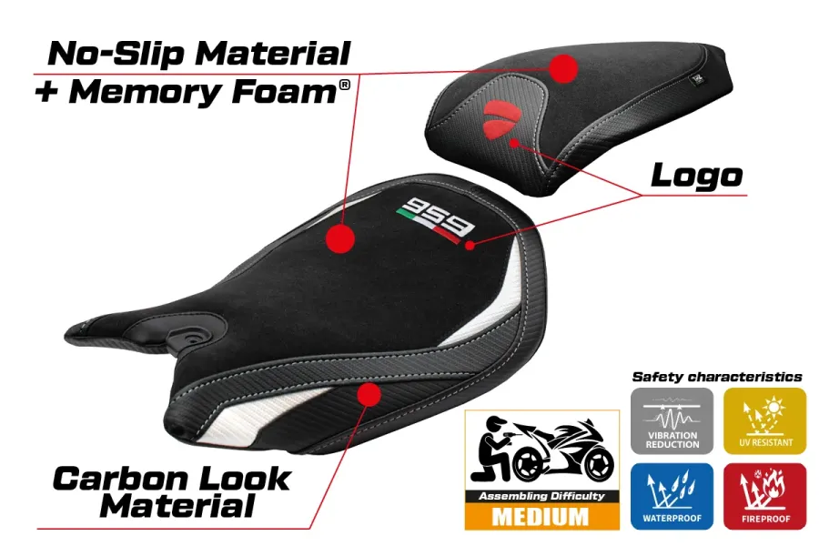 Rivestimento sella compatibile - Ducati Panigale 959 2016-2018 - mod Noci Velvet Comfort System