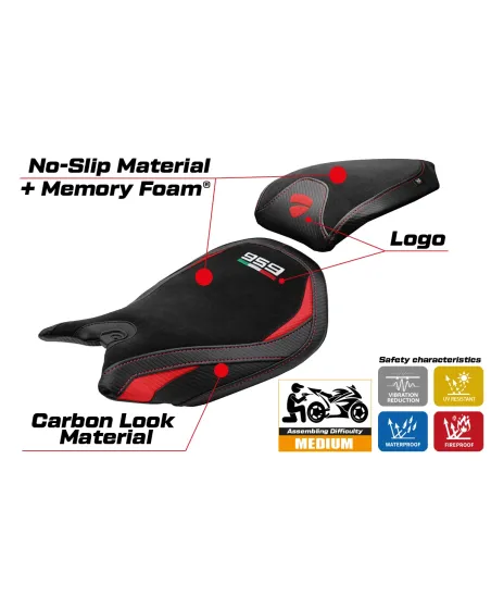Sitzbezug kompatibel - Ducati Panigale 959 2016-2018 - mod Noci Velvet Comfort System