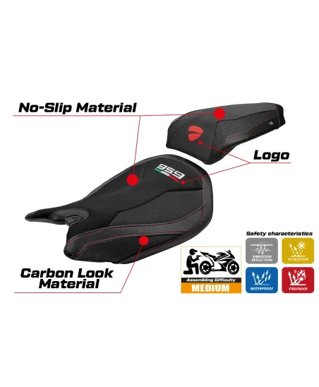 Rivestimento sella compatibile - Ducati Panigale 959 2016-2018 - mod Noci Velvet Ultragrip