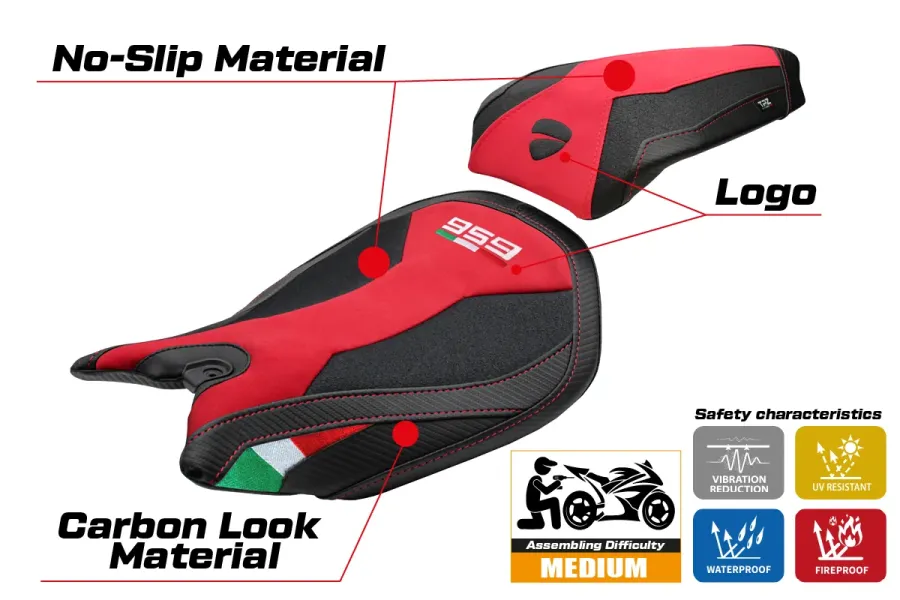 Seat cover compatible - Ducati Panigale 959 2016-2018 - mod Noci Velvet Ultragrip