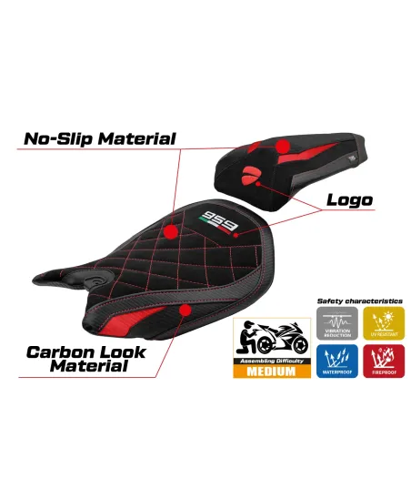 Sitzbezug kompatibel - Ducati Panigale 959 2016-2018 - mod Noci Velvet Special Edition