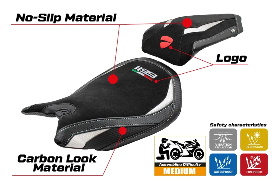 Sitzbezug kompatibel - Ducati Panigale 1199 2011-2015 - mod Pesaro Velvet