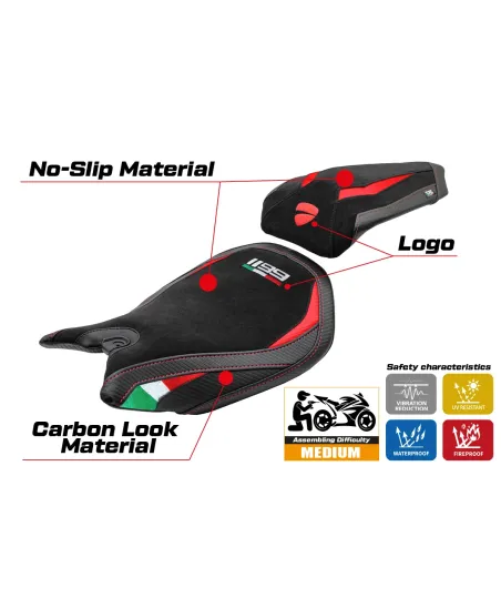 Funda de asiento compatible - Ducati Panigale 1199 2011-2015 - mod Pesaro Velvet