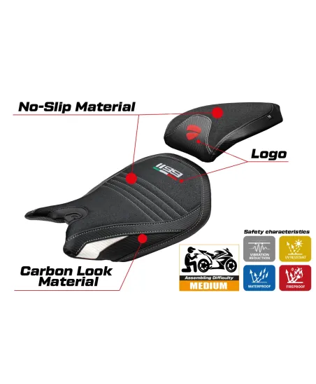 Seat cover compatible - Ducati Panigale 1199 2011-2015 - mod Pesaro Ultragrip
