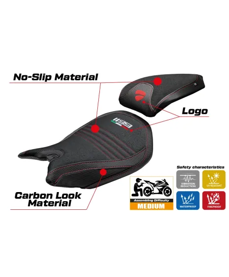 Rivestimento sella compatibile - Ducati Panigale 1199 2011-2015 - mod Pesaro Ultragrip