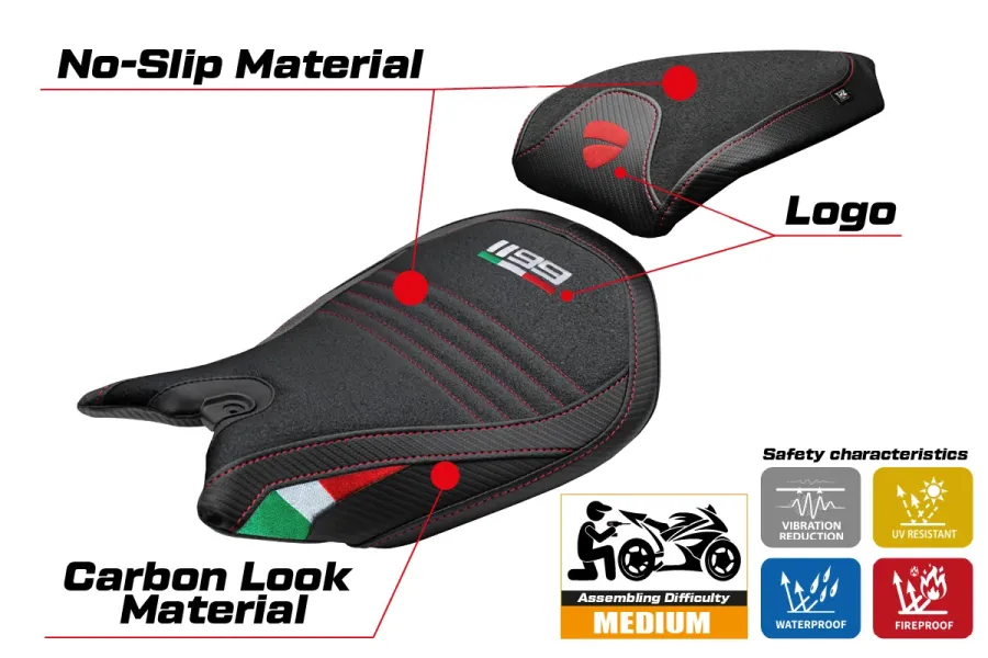Sitzbezug kompatibel - Ducati Panigale 1199 2011-2015 - mod Pesaro Ultragrip