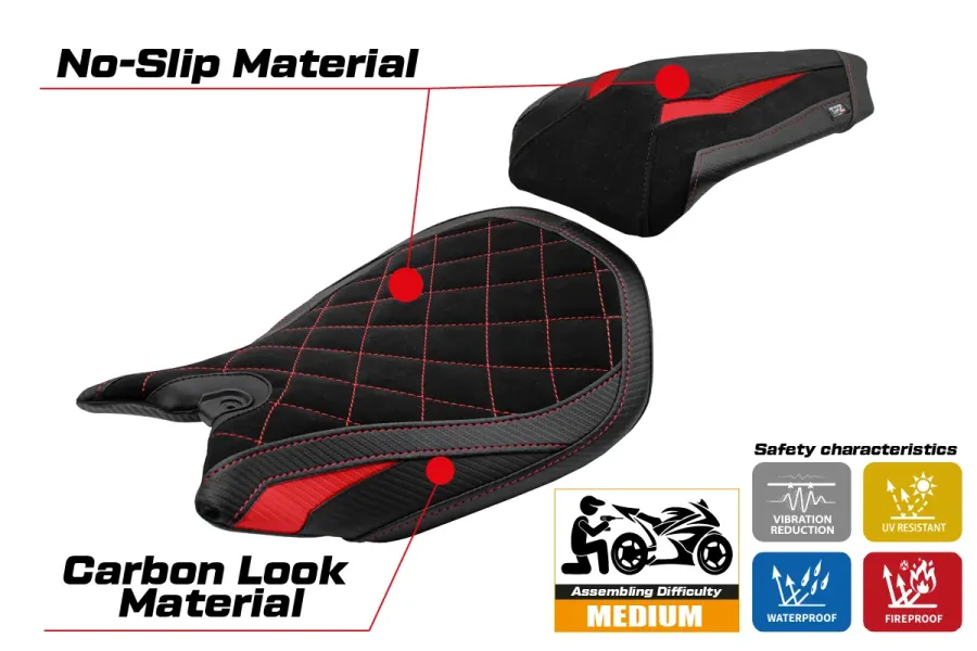 Funda de asiento compatible - Ducati Panigale 1199 2011-2015 - mod Pesaro Velvet Special Edition