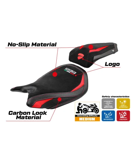 Housse de selle compatible - Ducati Panigale 1299 2015-2018 - mod Dervio Velvet