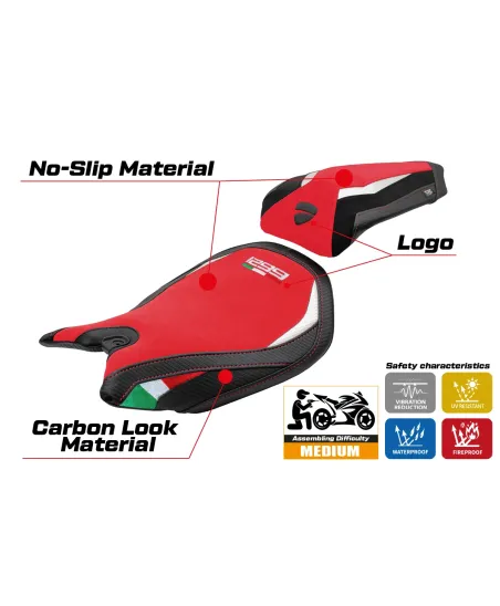 Housse de selle compatible - Ducati Panigale 1299 2015-2018 - mod Dervio Velvet