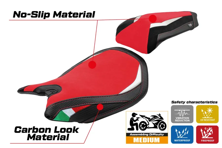 Sitzbezug kompatibel - Ducati Panigale 1299 2015-2018 - mod Dervio Velvet