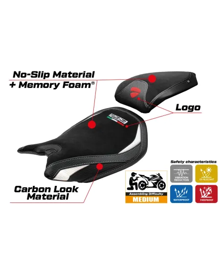 Rivestimento sella compatibile - Ducati Panigale 1299 2015-2018 - mod Dervio Velvet Comfort System