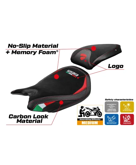 Funda de asiento compatible - Ducati Panigale 1299 2015-2018 - mod Dervio Velvet Comfort System