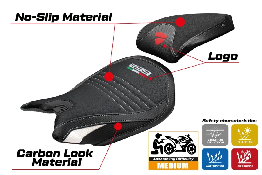 Sitzbezug kompatibel - Ducati Panigale 1299 2015-2018 - mod Dervio Ultragrip