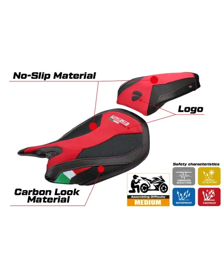 Housse de selle compatible - Ducati Panigale 1299 2015-2018 - mod Dervio Velvet Ultragrip