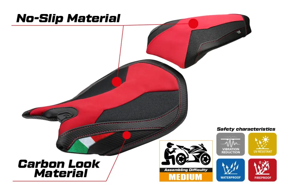 Housse de selle compatible - Ducati Panigale 1299 2015-2018 - mod Dervio Velvet Ultragrip