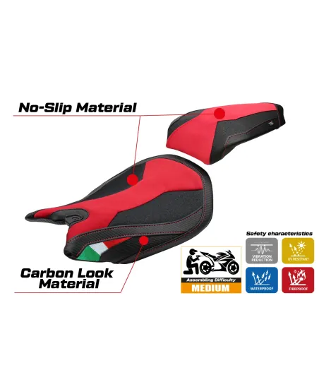 Seat cover compatible - Ducati Panigale 1299 2015-2018 - mod Dervio Velvet Ultragrip