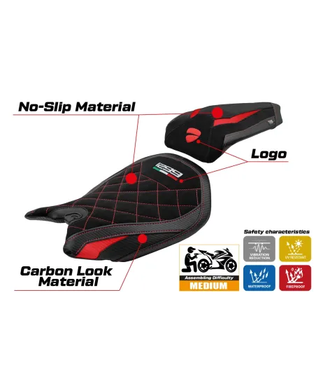 Funda de asiento compatible - Ducati Panigale 1299 2015-2018 - mod Dervio Velvet Special Edition