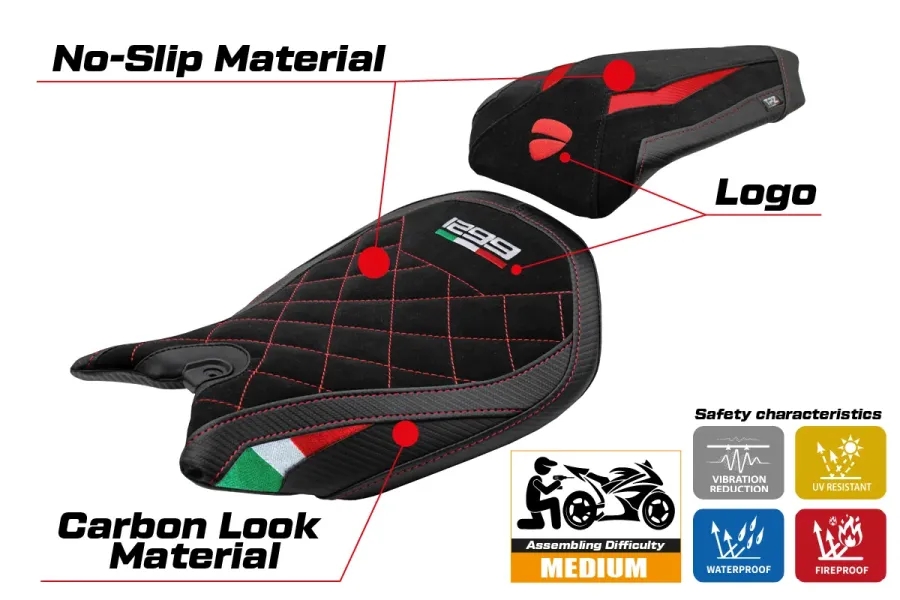Rivestimento sella compatibile - Ducati Panigale 1299 2015-2018 - mod Dervio Velvet Special Edition