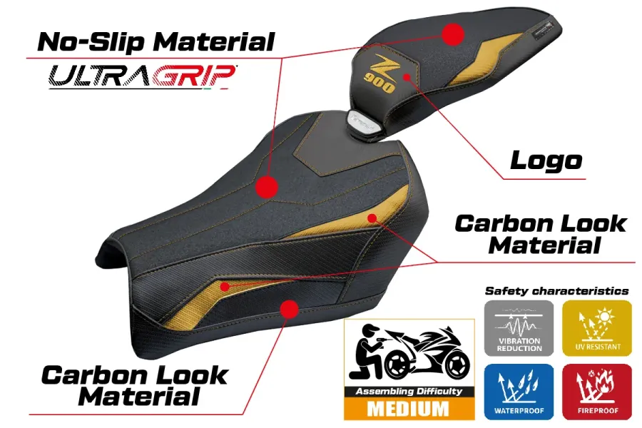 Housse de selle compatible - Kawasaki Z 900 2025-2026 - mod Uchiko Ultragrip