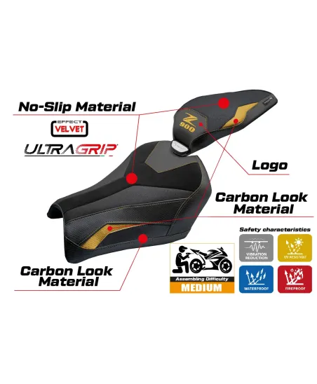 Sitzbezug kompatibel - Kawasaki Z 900 2025-2026 - mod Uchiko Velvet Ultragrip
