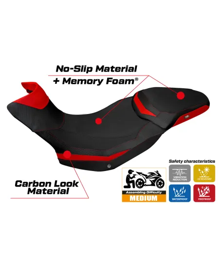 Funda de asiento compatible con Ducati Multistrada 1200/1260 Enduro (16-21) modelo Sona 1 comfort system