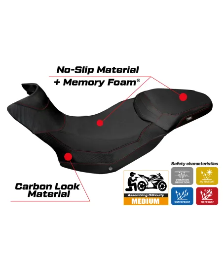 Funda de asiento compatible con Ducati Multistrada 1200/1260 Enduro (16-21) modelo Sona 1 comfort system