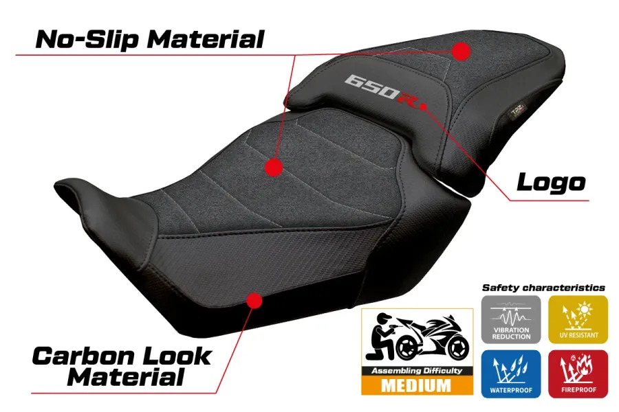 Funda de asiento compatible - Honda CB 650 R 2024-2026 - mod Kawai Ultragrip
