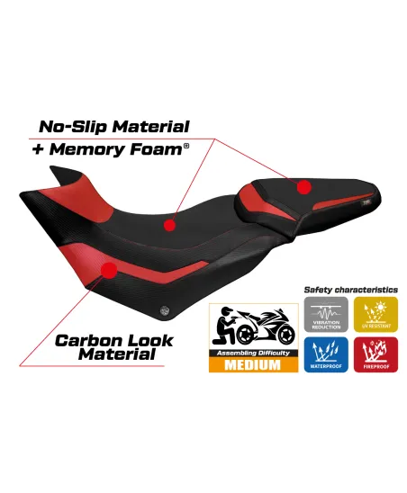 Funda de asiento compatible Ducati Multistrada 950 (17-21) modelo Praga 1 comfort system
