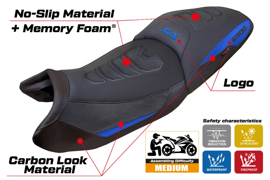 Funda de asiento compatible - BMW R 1300 GS Touring 2023-2026 - mod Ahus Comfort System Plus