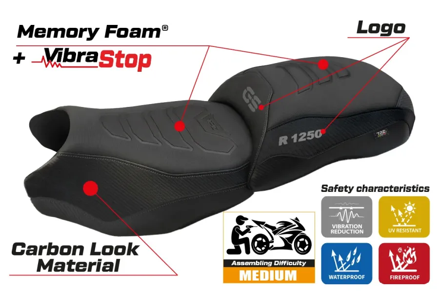 Seat cover compatible - BMW R 1250 GS 2019-2023 - mod Cappio Comfort System Plus