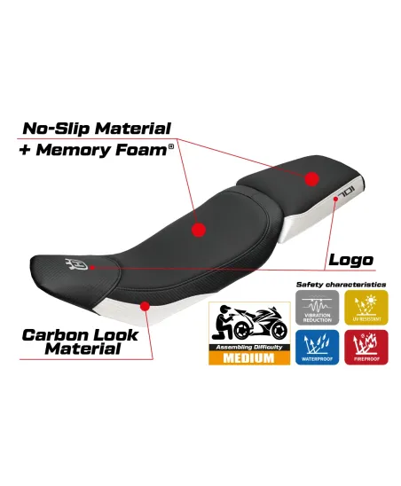 Housse de selle compatible - Husqvarna Vitpillen 701 2018-2020 - mod Nacka Comfort System