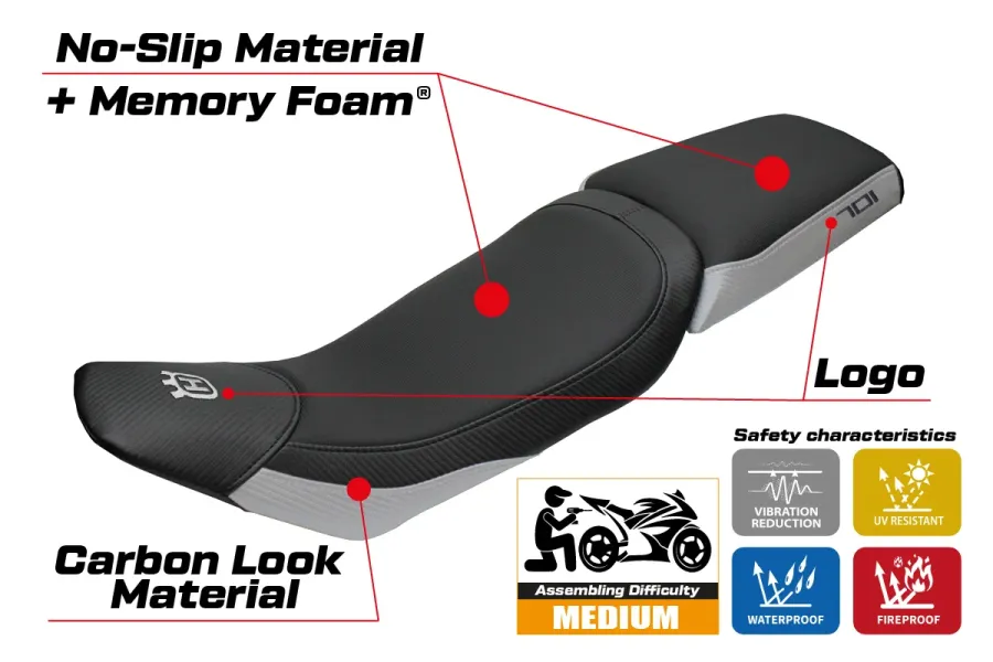 Housse de selle compatible - Husqvarna Vitpillen 701 2018-2020 - mod Nacka Comfort System
