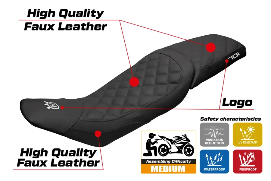 Rivestimento sella compatibile - Husqvarna Vitpillen 701 2018-2020 - mod Nacka Vintage