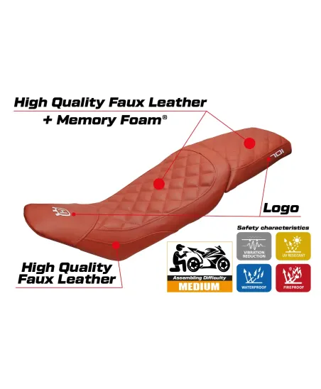 Funda de asiento compatible - Husqvarna Vitpillen 701 2018-2020 - mod Nacka Vintage Comfort System