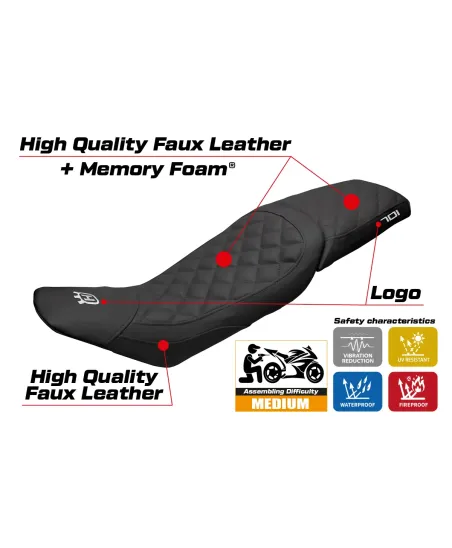 Seat cover compatible - Husqvarna Vitpillen 701 2018-2020 - mod Nacka Vintage Comfort System