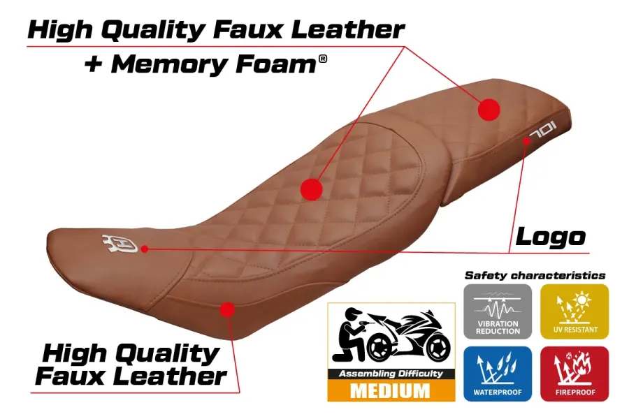 Housse de selle compatible - Husqvarna Vitpillen 701 2018-2020 - mod Nacka Vintage Comfort System