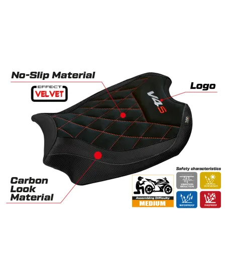 Housse de selle compatible - Ducati Panigale V4 2018 - 2024 - mod Harbin Velvet