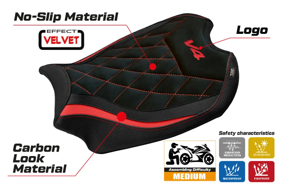 Sitzbezug kompatibel - Ducati Panigale V4 2018 - 2024 - mod Harbin Velvet