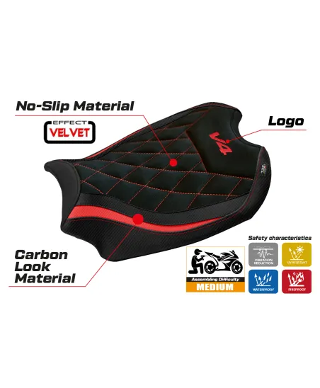 Funda de asiento compatible - Ducati Panigale V4 2018 - 2024 - mod Harbin Velvet