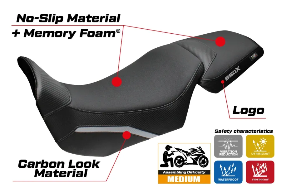 Seat cover compatible - QJ Motor SVT 650 X 2024-2026 - mod Xintai Comfort System