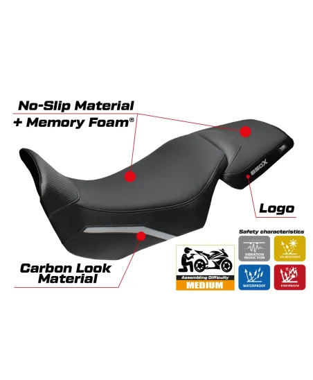 Funda de asiento compatible - QJ Motor SVT 650 X 2024-2026 - mod Xintai Comfort System