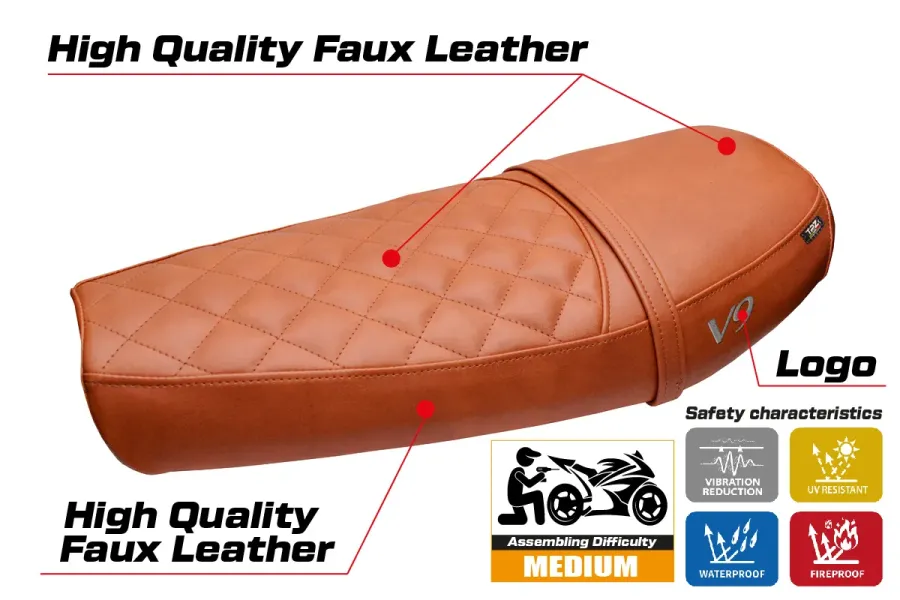 Seat cover compatible - Moto Guzzi V9 Bobber 2016-2018 - mod Scampia