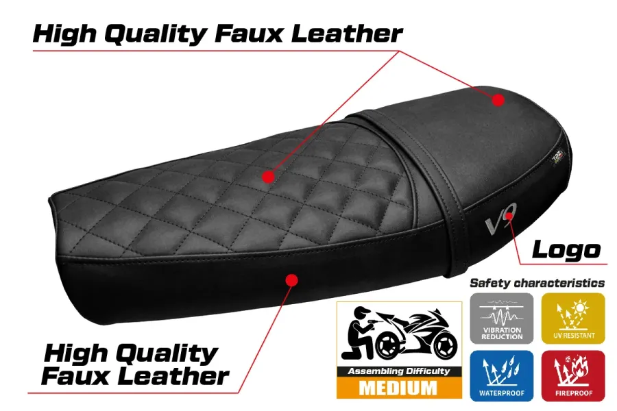 Seat cover compatible - Moto Guzzi V9 Bobber 2016-2018 - mod Scampia