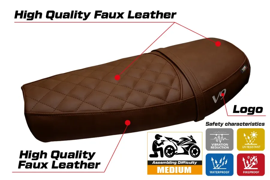 Housse de selle compatible - Moto Guzzi V9 Bobber 2016-2018 - mod Scampia