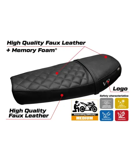 Housse de selle compatible - Moto Guzzi V9 Bobber 2016-2018 - mod Scampia Comfort System
