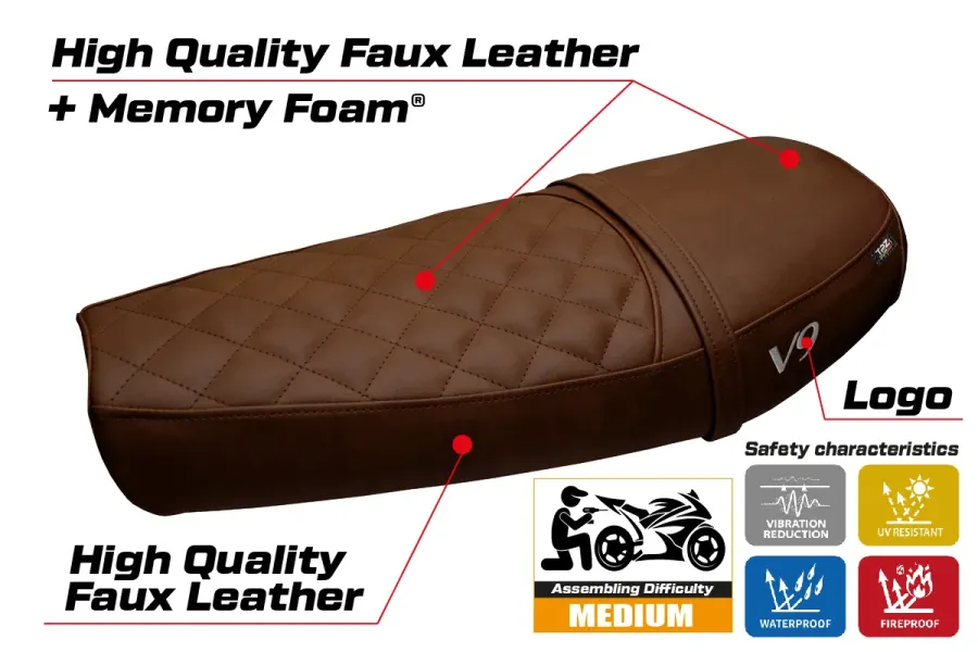 Housse de selle compatible - Moto Guzzi V9 Bobber 2016-2018 - mod Scampia Comfort System