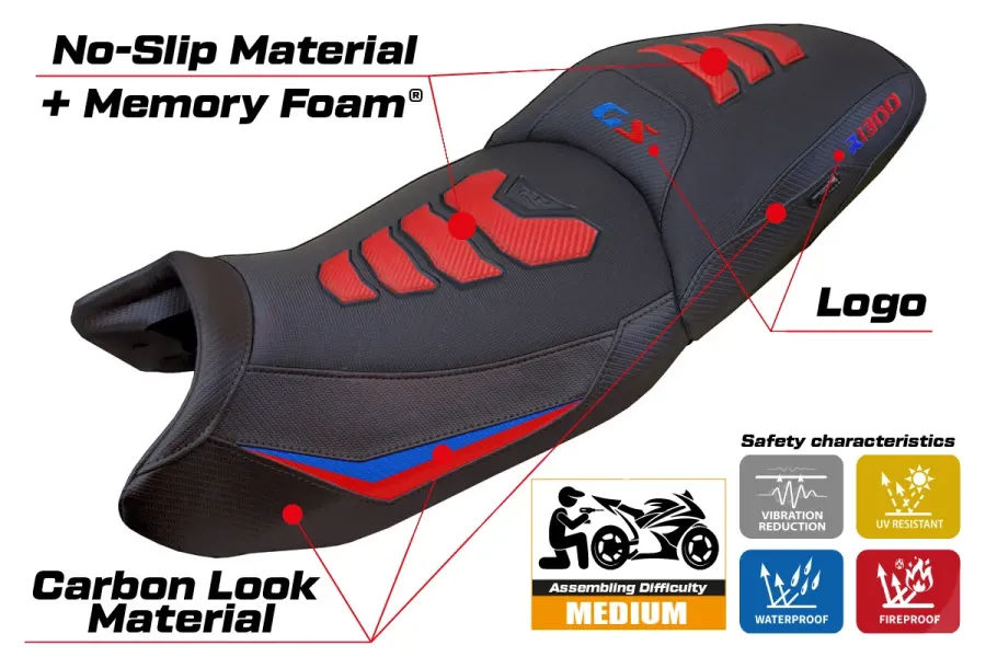 Housse de selle compatible - BMW R 1300 GS Touring 2023-2026 - mod Ahus Comfort System Plus