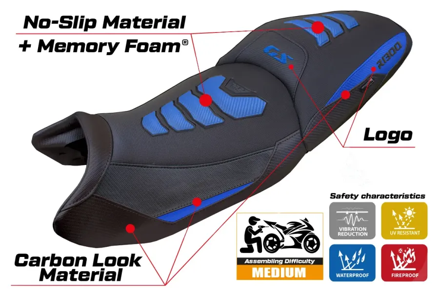 Housse de selle compatible - BMW R 1300 GS Touring 2023-2026 - mod Ahus Comfort System Plus
