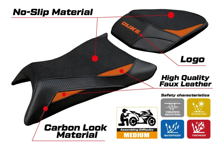 Housse de selle compatible - KTM 125 Duke 2024-2026 - mod Mola Ultragrip