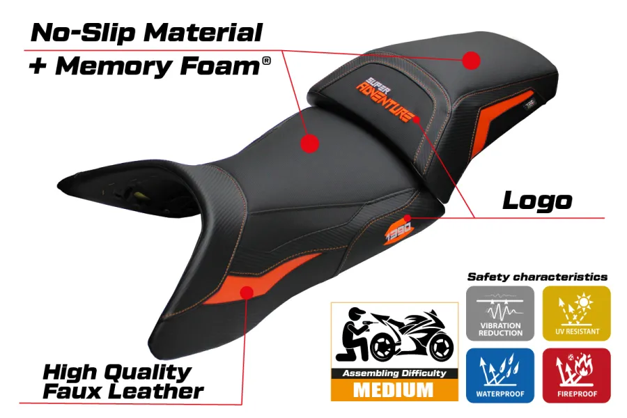 Housse de selle compatible - KTM 1390 Super Adventure S 2025 - mod Enns Comfort System
